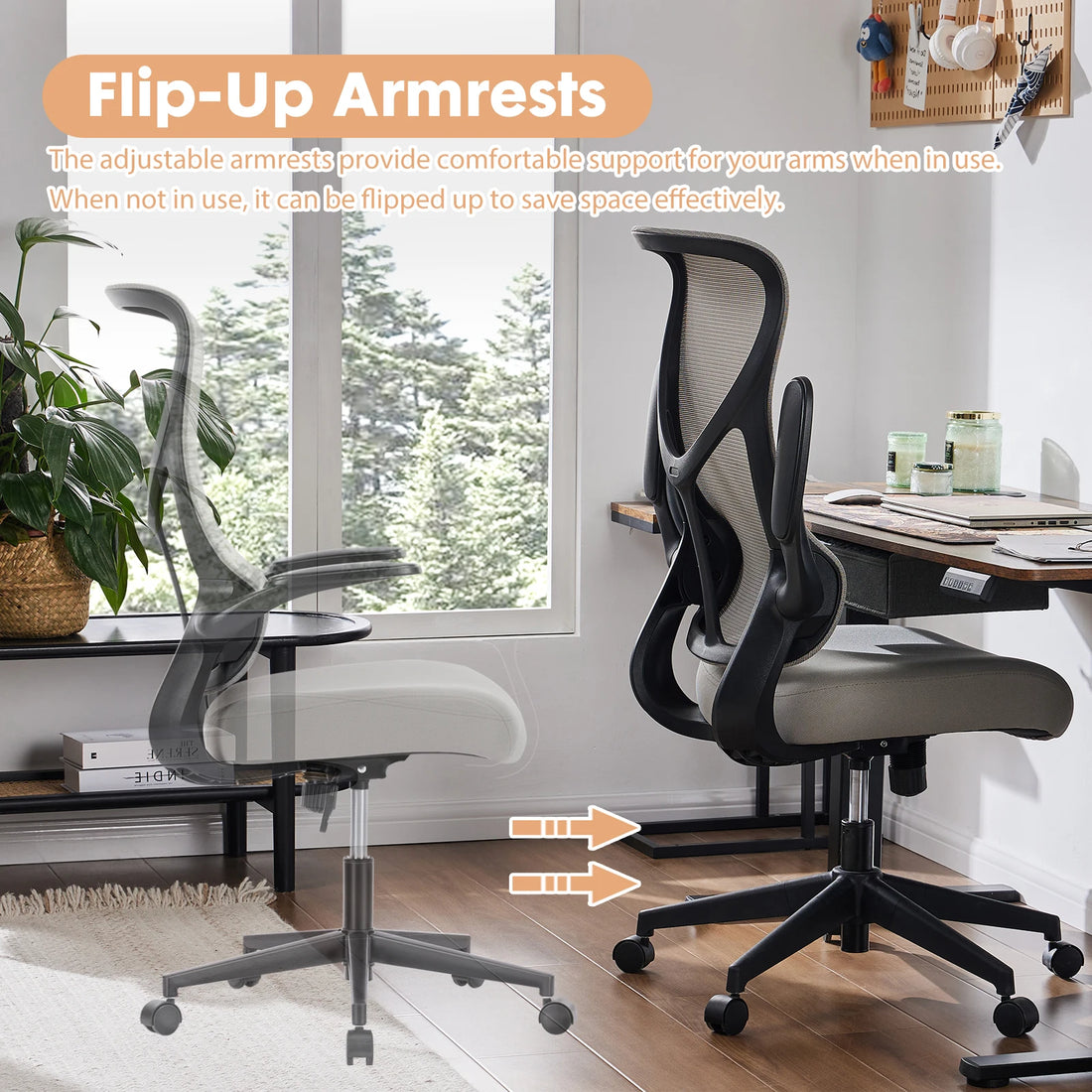 Ergonomic Mesh Office Chair with Flip-Up Arms