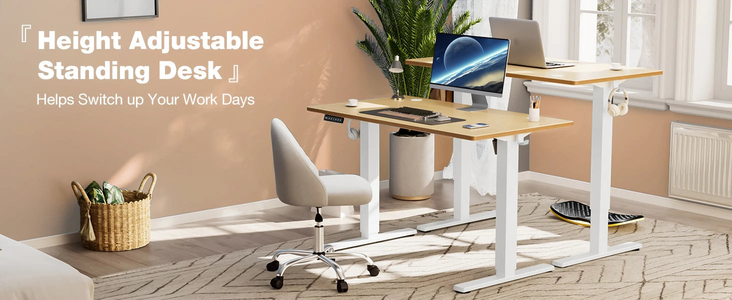 JHK Electric Standing Desk Height Adjustable 40x24 Inch Stand Up Sit Stand Computer Desk Workstation Ergonomic Work Table