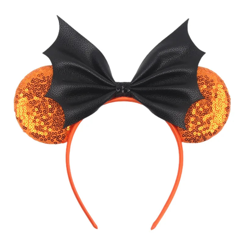 Disney Witch Bat Skeleton Ear Headband For Adults Kids Cosplay Halloween Hairband Women Girls Ghost Bows Party Hair Accessories
