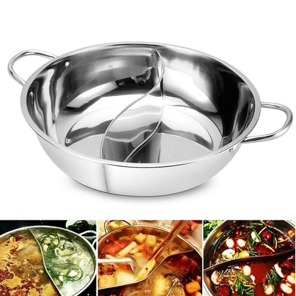 28cm Stainless Steel Double Hotpot Cooker for Gas Stove