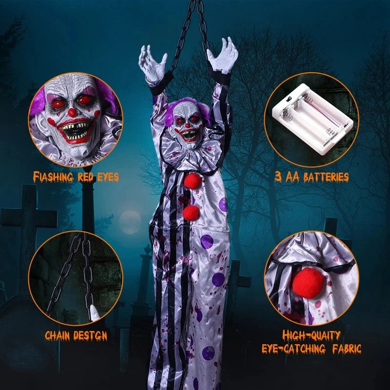 Halloween Decorations Electric Voice-activated Hanging Ghost Clown Hanging Ghost Haunted House Horror Decoration Props